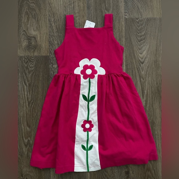 Florence Eiseman Girls Dress 6X Pink Knit Pique Flower Applique New With Tags